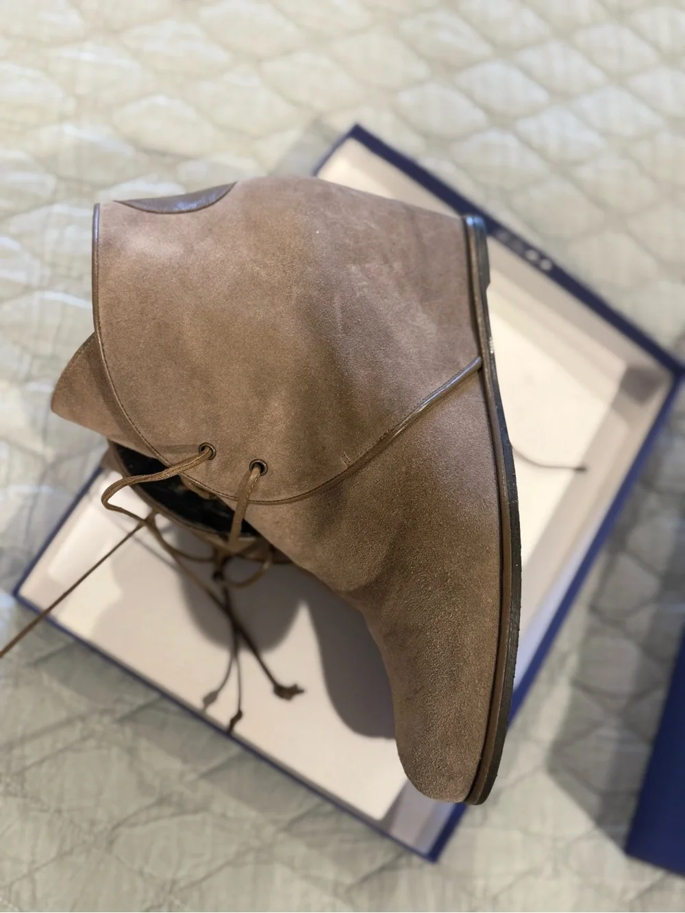 Stuart Weitzman Taupe Suede Ankle Boots
